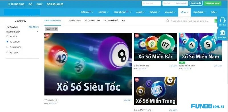 Tìm hiểu về sảnh xổ số SGW Fun88