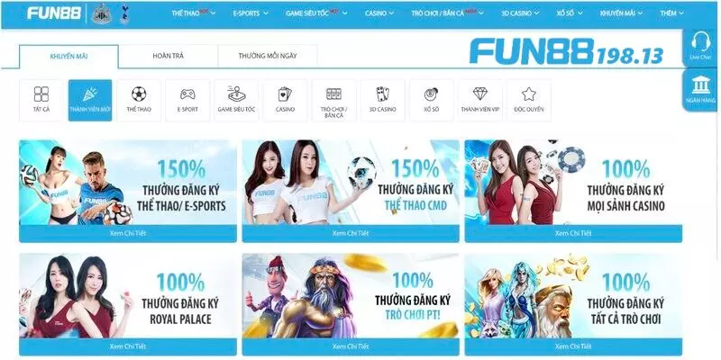 Fun88 cực nhiều ưu đãi hấp dẫn